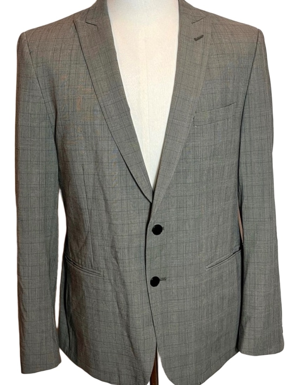 John Varvatos Men’s Gray Plaid Stretch Blazer Jacket 42R Excellent